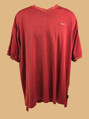 Nike Mens Vintage Red Mesh V-Neck Athletic T-shirt Large